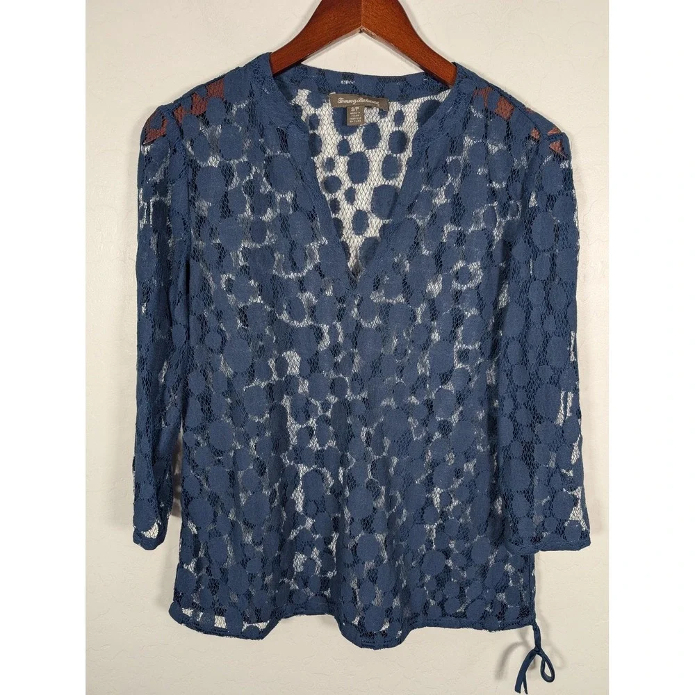Tommy Bahama Lace Pullover Womens Small Sheer Crochet‎ Beach Cover Blouse Top